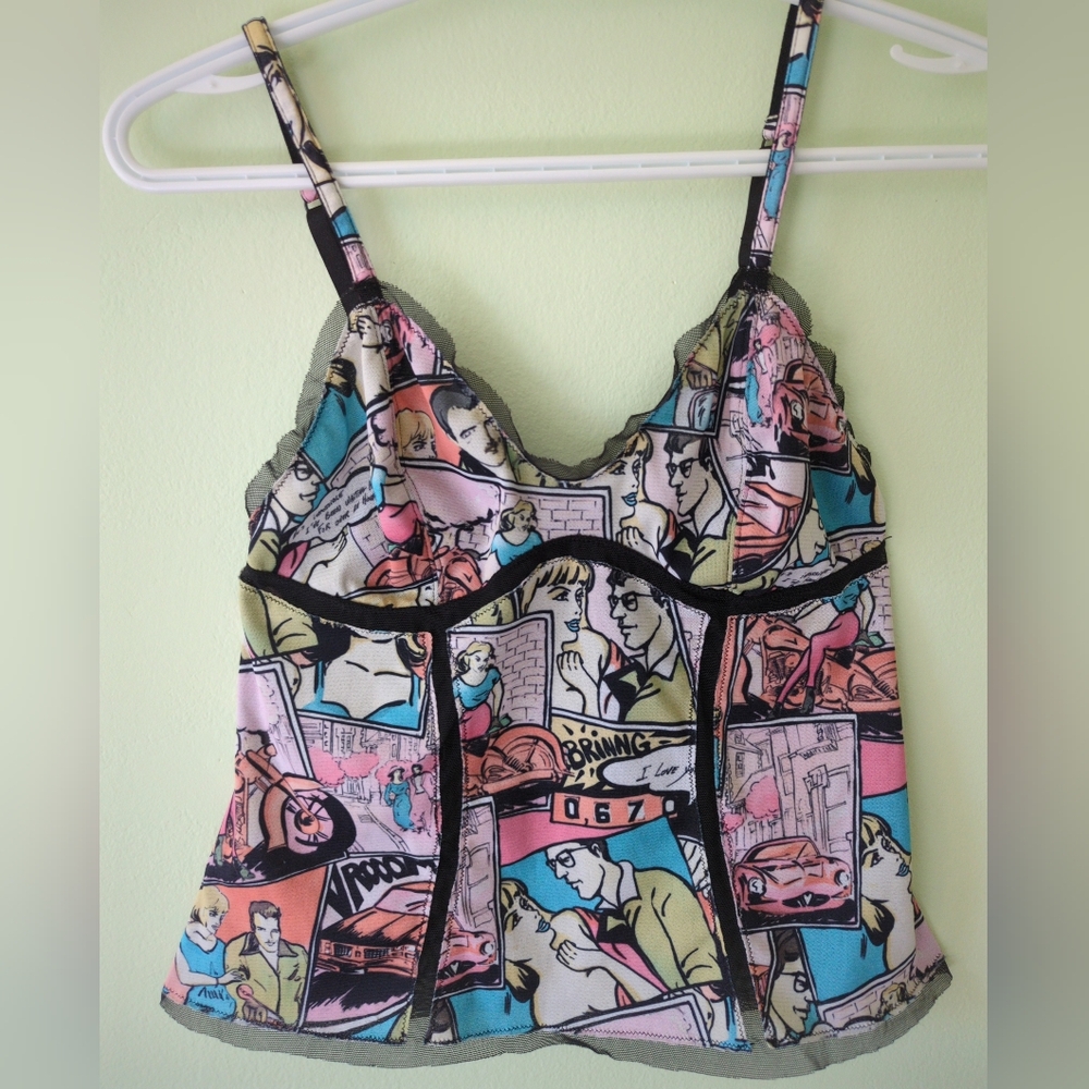 Vintage Y2K Small Victoria's Secret Pop Art Comic Style Mesh Cami Camisole